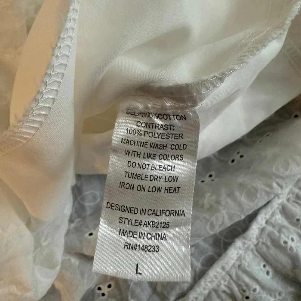 Over Kleshas White Eyelet Lace Up Tiered Boho Maxi Skirt Cottagecore Size Large